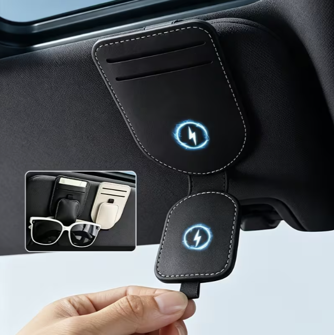 AutoPocket Premium attached to a car sun visor